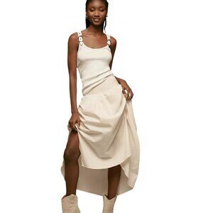 Anthropologie Draped Poplin Midi Skirt Light Pink Size Small Ruched Whimsy NWT